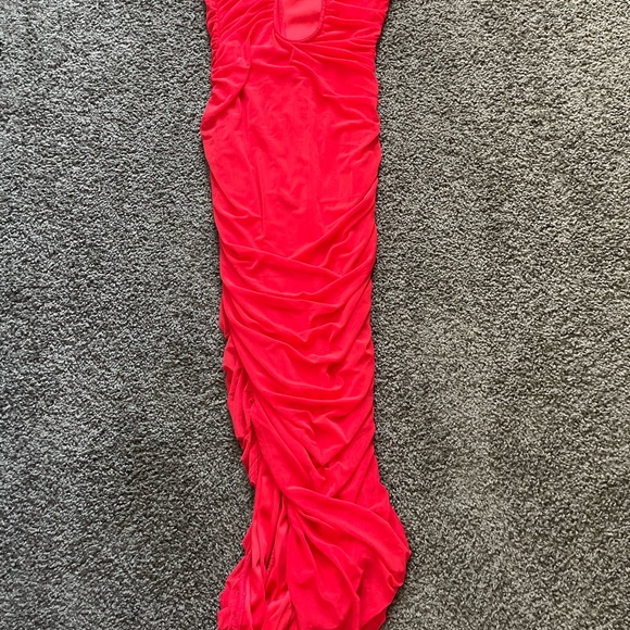 Red Ruched Maxi Dress - Picture 3 of 3